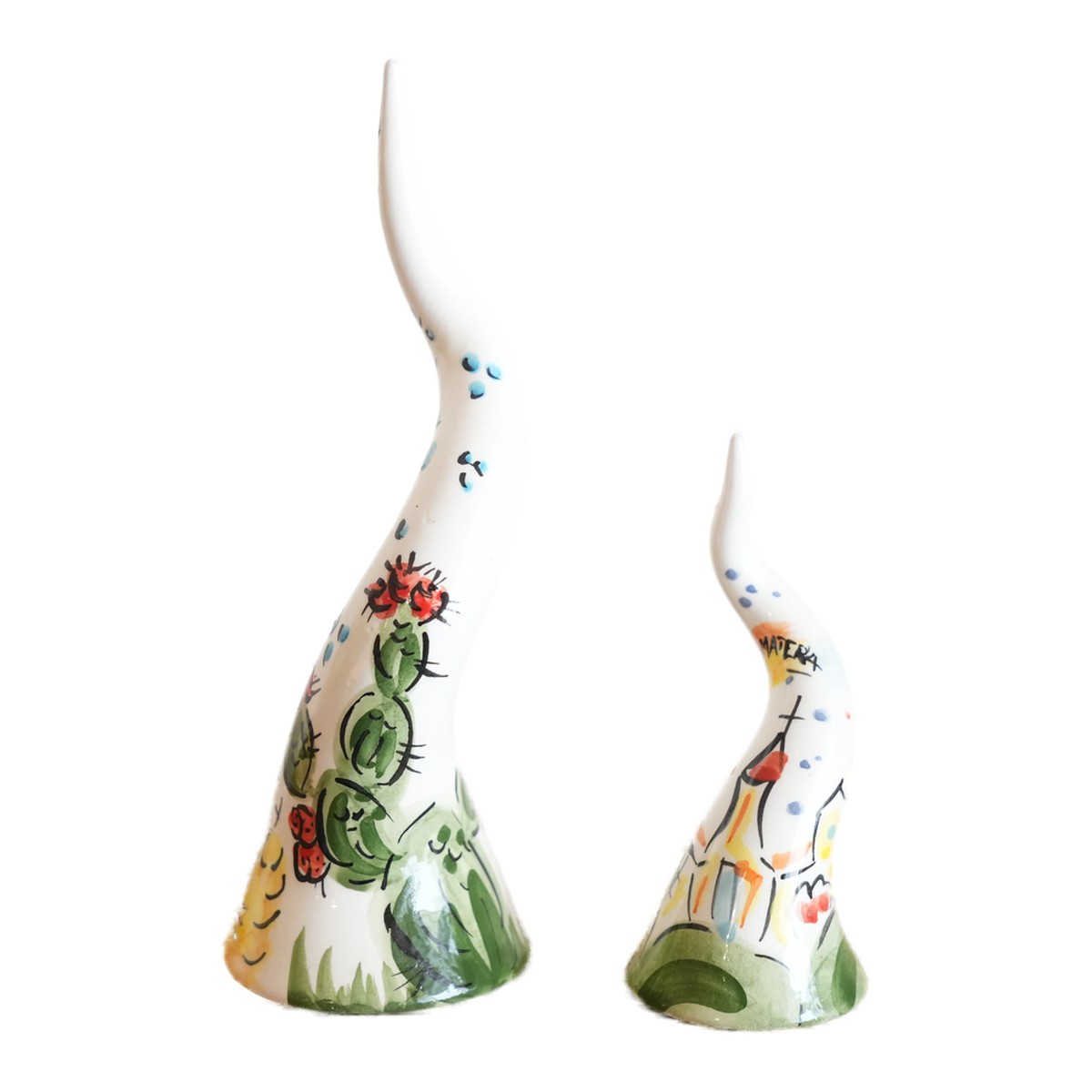 Corno portafortuna decorato a mano in ceramica - Artelier Matera